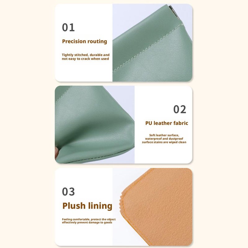 Snap Closure Leather Organizer Pouch - Magnetic Self-Sealing Cosmetic Bag, Portable Waterproof PU Leather Pouch (Set A) - Image 4